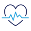 illustration of a heartbeat monitor over a heart