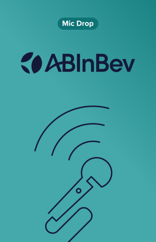 teal background with mic line art and the ABinBev Logo
