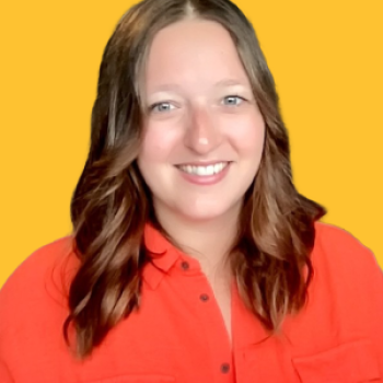 Laura Schwier Headshot on Yellow Background