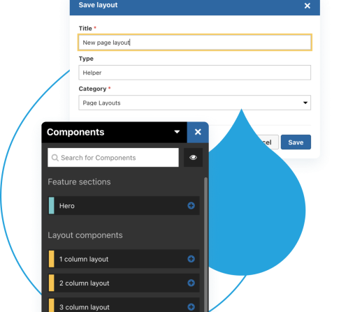 Personalization interface screenshots paired with blue acquia droplets