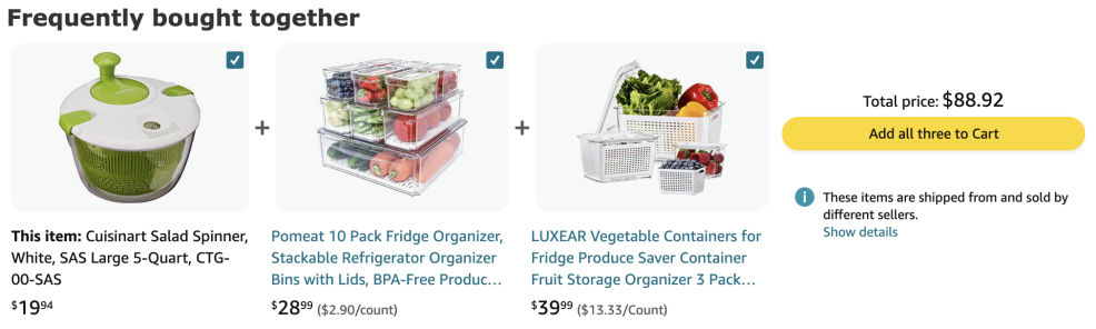 Screenshot of Amazon "Frequently bought together" section on product page