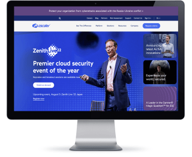Zscaler homepage on computer