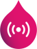 droplet with a pink to navy gradient and a dot with some echo lines in the center