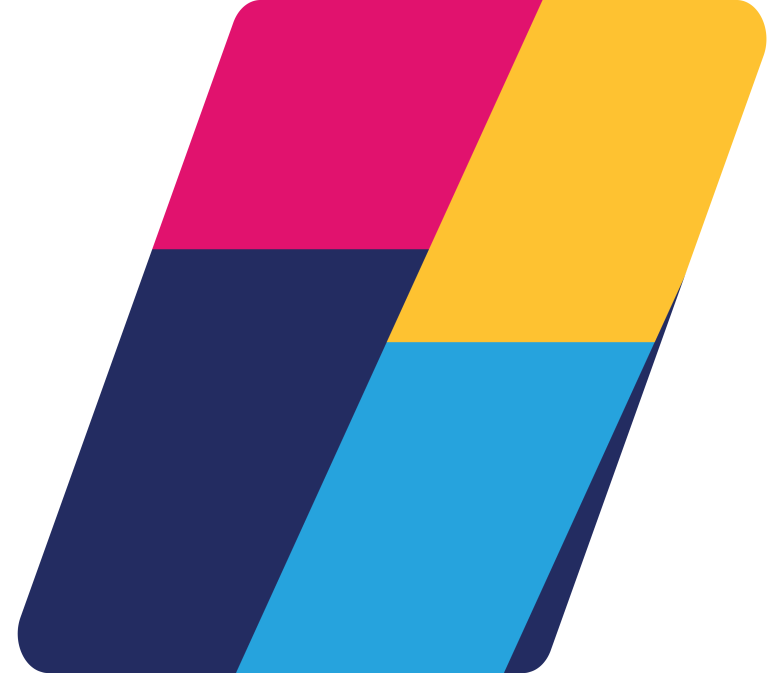 Navy, Yellow, Blue, and pink diagonal graphics