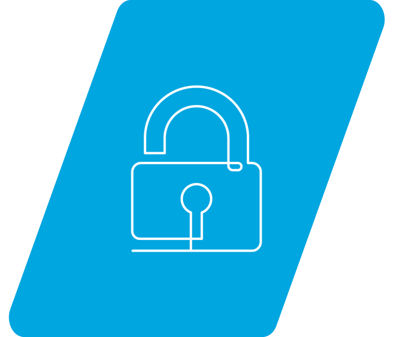 Security lock graphic with blue background