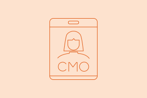 ID badge with picture of a woman above the letters CMO