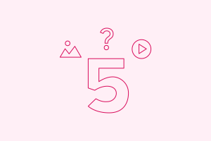 5 with icons for image, video, and a question mark