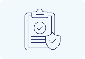 Clipboard with checkmark and shield icon, representing completed tasks or verified documents