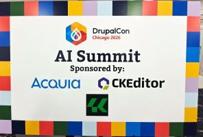 Banner at the entrance to the AI Summit at DrupalCon Chicago 2026