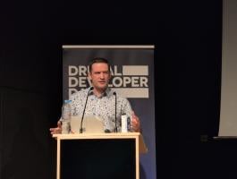 Frederik Wouters shares his insights with the crowd at Drupal Dev Days in Athens