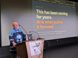 Rod Martin delivering his keynote at DrupalCamp Ottawa 2026