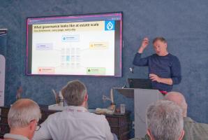 Christoph Briedert delivers a presentation at the Drupal AI Summit in NYC
