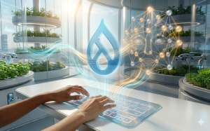 A person at a keyboard, using AI to channel their inspiration into Drupal