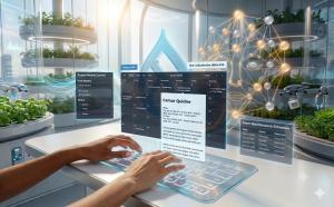 A user at a computer, using AI with a virtual calendar