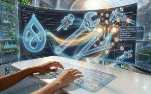 The hands of a developer at a keyboard summoning AI to create tools