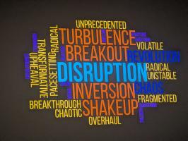 A jumble of words related to disruption