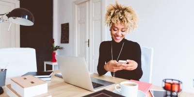 woman sending emails
