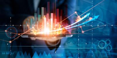 Abstract data coming out of tablet