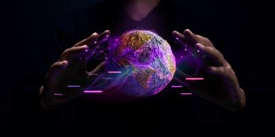 Hands with globe in center