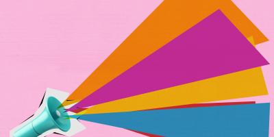 Megaphone and rainbow