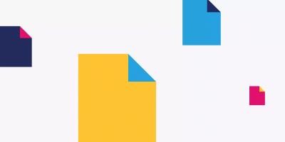 Abstract graphic  in primary colors of icon representing documents 