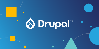 Drupal logo on blue background