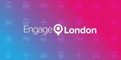 blue to pink gradient with acquia engage london logo