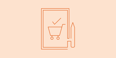 Tablet with shopping cart icon and a check mark above