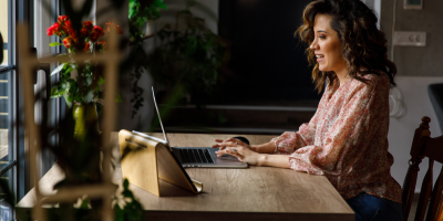 Person sitting at desk using computer
