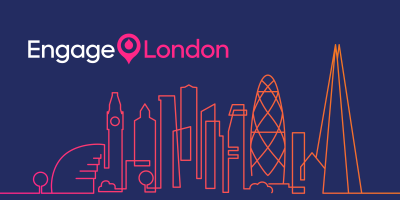Acquia Engage London Logo with an illustration of the London skyline