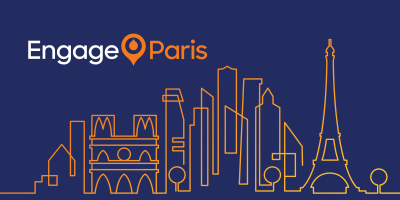 Graphic with Engage Paris logo and illustration of the Paris skyline