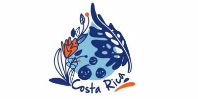 Colorful logo featuring blue fish, coral, and "Costa Rica" text with tropical marine theme