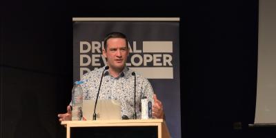 Frederik Wouters shares his insights with the crowd at Drupal Dev Days in Athens