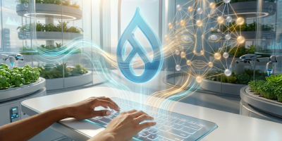 A person at a keyboard, using AI to channel their inspiration into Drupal