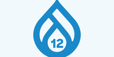 Blue water droplet logo with number 12 inside