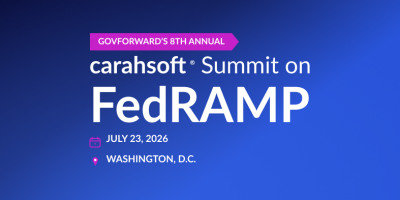 Caribsoft Summit on FedRAMP logo with purple and blue gradient background