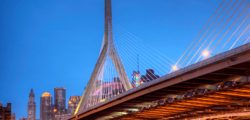 Boston skyline of the Zakim bridge
