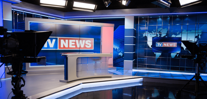 Interior of a television news studio