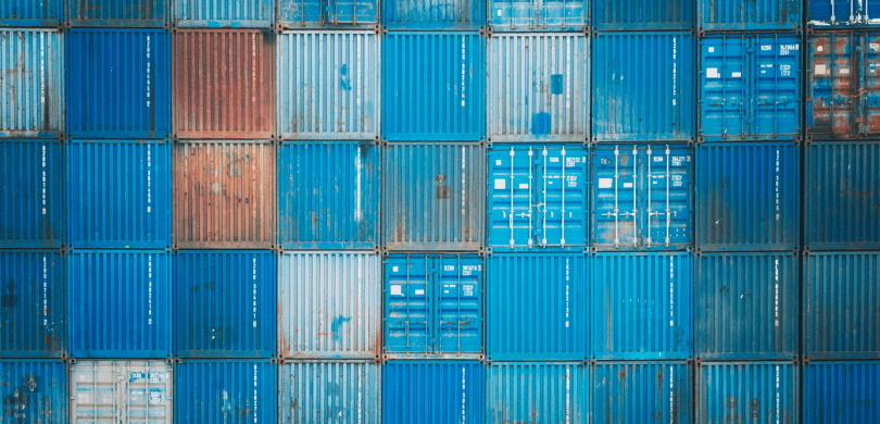 Stack of blue shipping containers