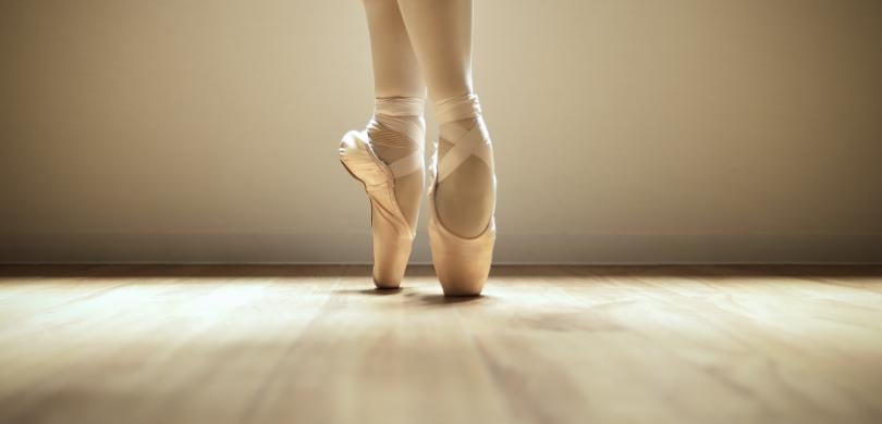 Ballet shoes on pointe