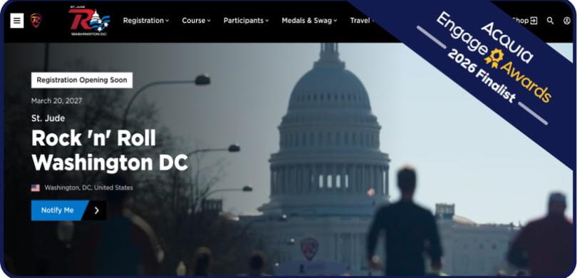 Rock 'n' Roll Washington DC webpage with Capitol building silhouette and blue banner