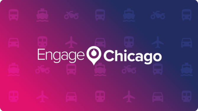 navy to pink gradient with engage chicago logo