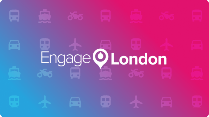 blue to pink with Engage London Logo