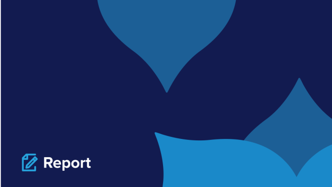 navy background with various blue shaded acquia droplets and the word 'report' in the lower left corner