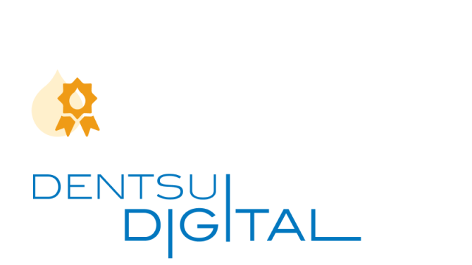 Dentsu Digital logo with a yellow award badge