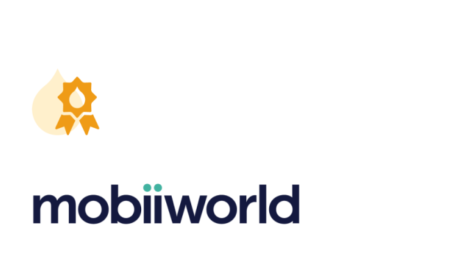 Mobiiworld logo with a yellow award badge
