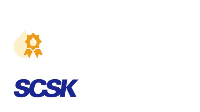 SCSK logo with a yellow award badge