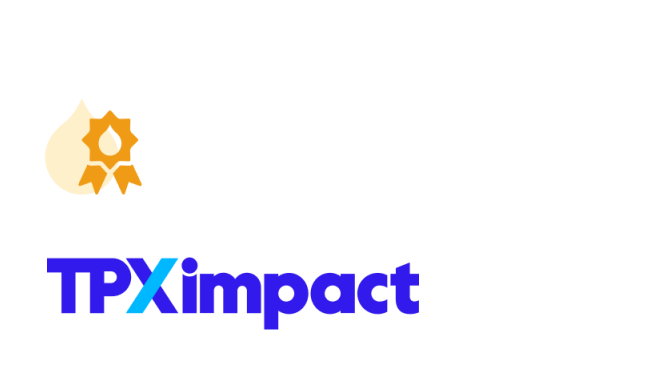 TPX Impact logo with a yellow award badge