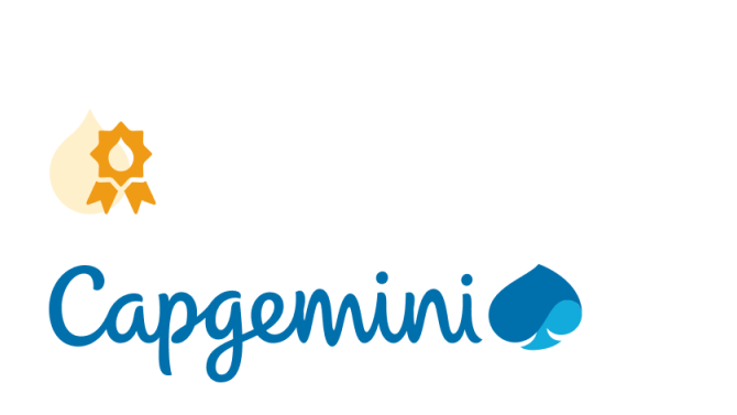 stylized yellow award icon with the Capgemini logo
