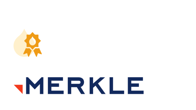 Stylized award graphic with the Merkle logo